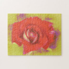 Hübsches Wasserfarben Rosa Rosenstraße Puzzle