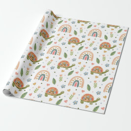 Hübsches Wasserfarbenschildkröten- und Regenbogenm Geschenkpapier