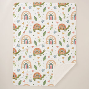 Hübsches Wasserfarbenschildkröten- und Regenbogenm Sherpadecke