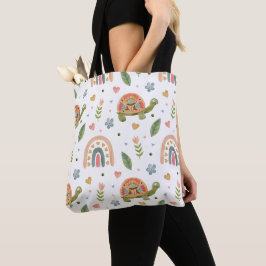Hübsches Wasserfarbenschildkröten- und Regenbogenm Tasche