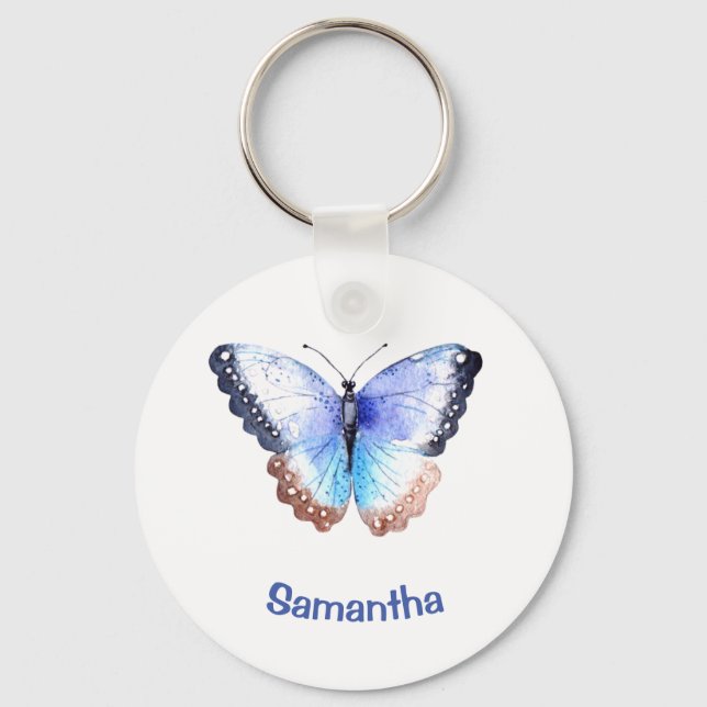 Hübsches Wasserfarbenschmetterling mit Namen Schlüsselanhänger (Vorderseite)