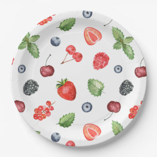 Hübsches Watercolor Berry Muster Pappteller