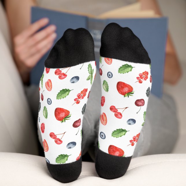 Hübsches Watercolor Berry Muster Socken (Unterseite)