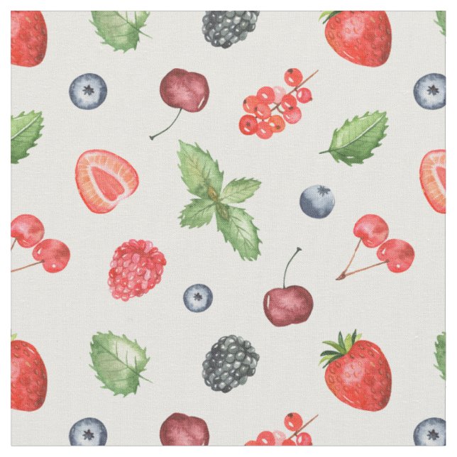 Hübsches Watercolor Berry Muster Stoff (Nahaufnahme)