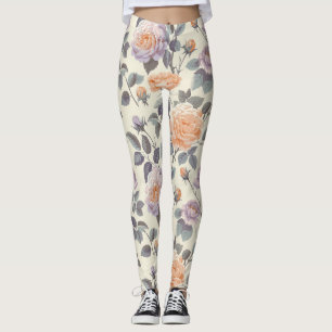 Hübsches, weiches und orangefarbenes Blumendesign Leggings