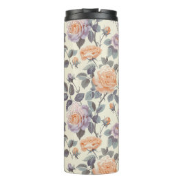 Hübsches, weiches und orangefarbenes Blumendesign Thermosbecher