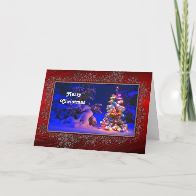 Hübsches Weihnachtsbaumlicht-Foto Feiertagskarte (Vorderseite)