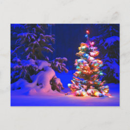 Hübsches Weihnachtsbaumlicht Schnee Foto Postkarte