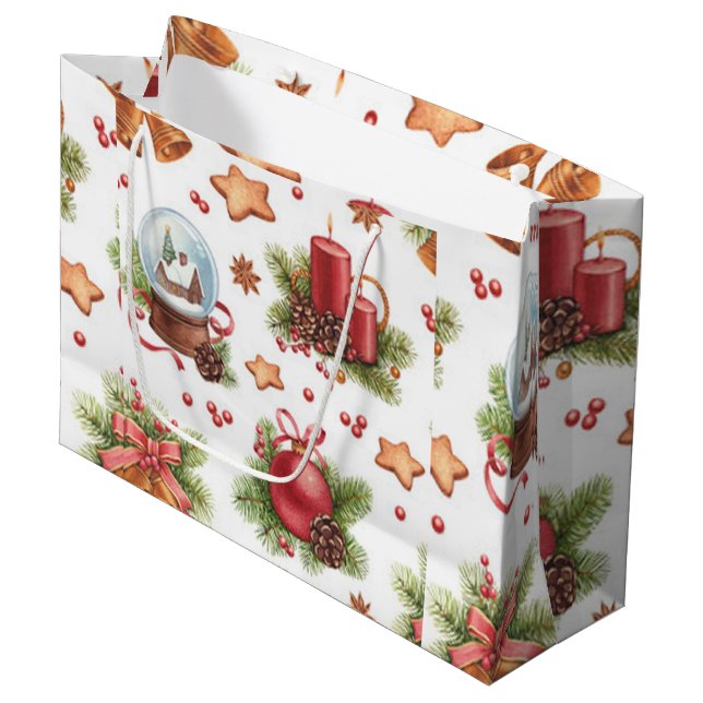 Hübsches Weihnachtsgeschenk Große Geschenktüte (Vorderseite Schrägansicht)