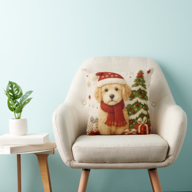 Hübsches Weihnachtshund-Wurfkissen Kissen (Stuhl )