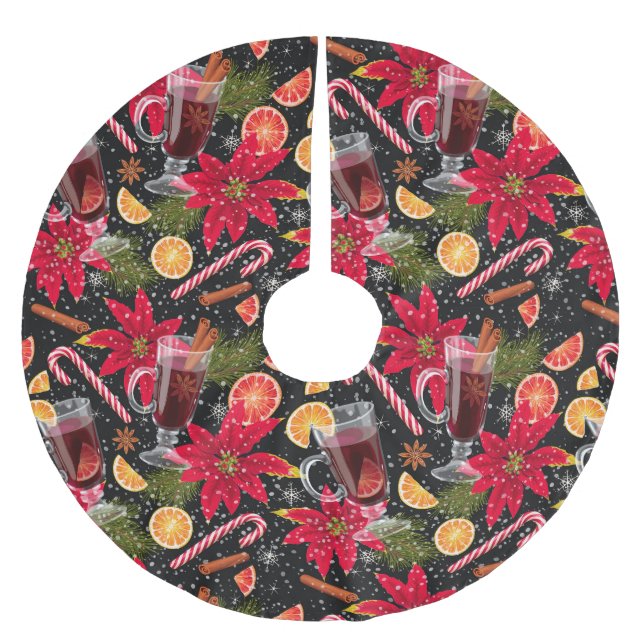 Hübsches Weihnachtsmuster Polyester Tree S Polyester Weihnachtsbaumdecke (Vorderseite)