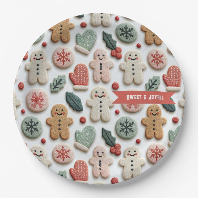 Hübsches Weihnachtsplätzchen-Muster Pappteller (Vorderseite)