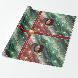 Hübsches Weihnachtswackelpapier mit Foto Geschenkpapier