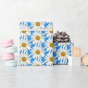 Hübsches Weißes Daisy Blume Blossom - Blumenmotiv Geschenkpapier