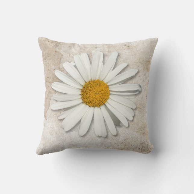 Hübsches Weißes Daisy Blume Blossom - Blumenmotiv Kissen (Rückseite)