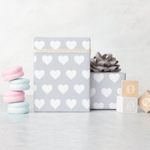 Hübsches Weißes Herzen Muster Pastellblau Geschenkpapier