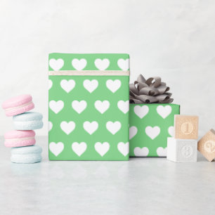 Hübsches Weißes Herzen Muster Sommergrün Geschenkpapier