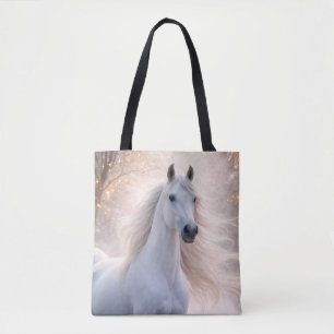 Hübsches weißes Pferd im Schnee Tasche