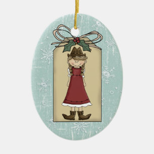 Hübsches Western-Cowgirl-Geschenk-Umbau-Andenken Keramikornament
