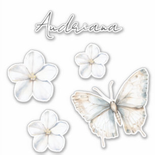 Hübsches White Blue Butterfly Brautparty Aufkleber