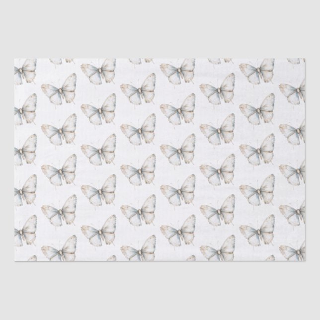 Hübsches White Butterfly-Brautparty Seidenpapier (Vorderseite)