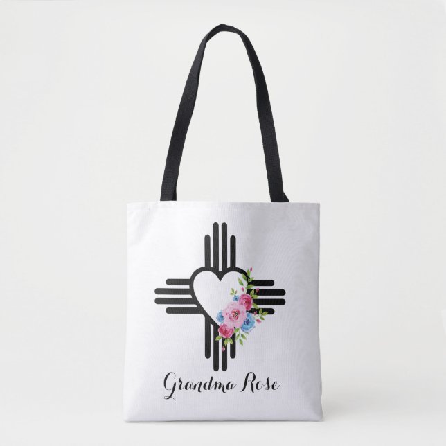 Hübsches Zia Herz mit Rose Personalisiertes Gesche Tasche (Vorderseite)