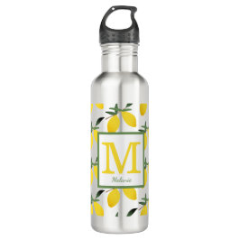 Hübsches Zitronenmonogramm Name Wasser Flasche Edelstahlflasche