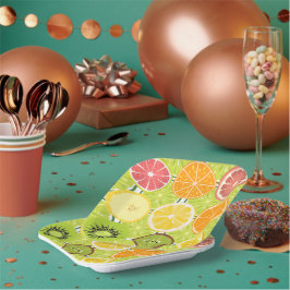 Hübsches Zitrusmuster Orange Gelb Grün Pappteller