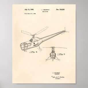 Hubschrauber 1948 Patent Art Old Peper Poster