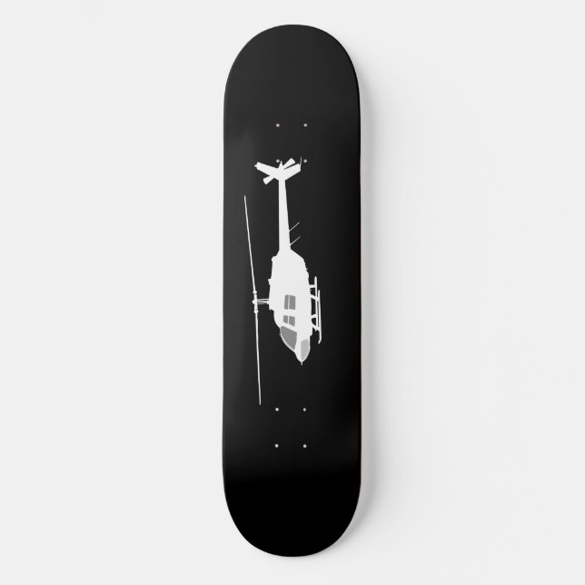 Hubschrauber Chopper Silhouette Flying Black Skateboard (Vorderseite)