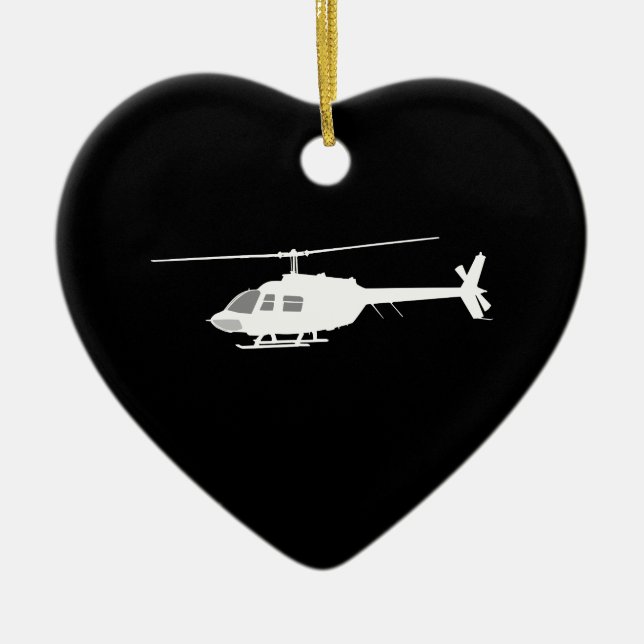 Hubschrauber-Chopper-Silhouette Schwarz fliegen Keramikornament (Vorne)