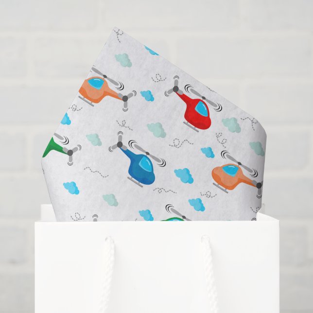 Hubschrauber Decoupage Seidenpapier (Geschenktüte)