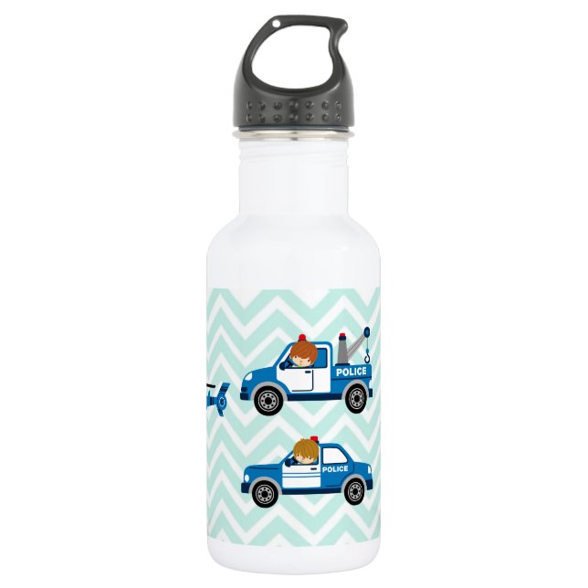 Hubschrauber der Polizei auf Zickzack Trinkflasche (Vorderseite)