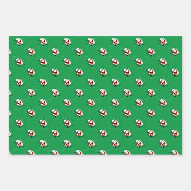 Hubschrauber des Weihnachtsmanns Geschenkpapier Set (Vorderseite)