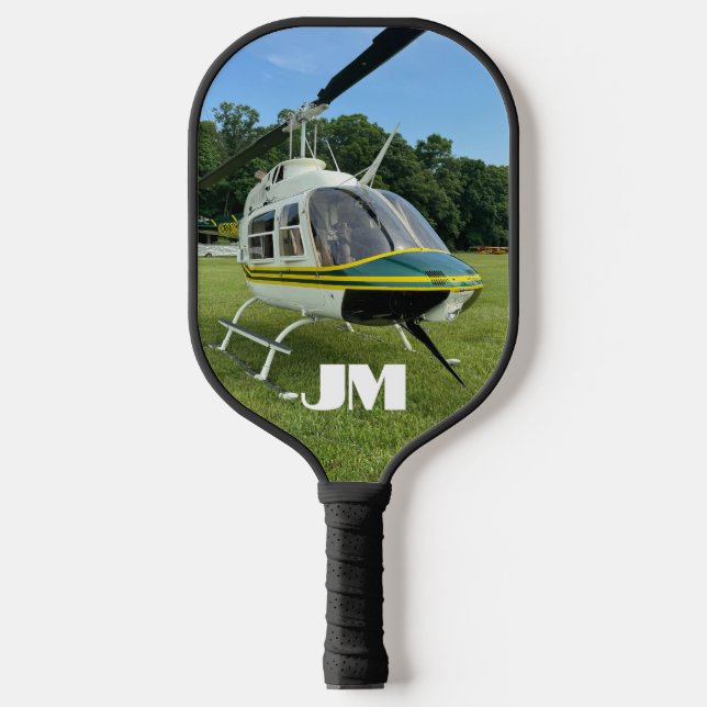 Hubschrauber Foto, Luftfahrt, Personalisiert Pickleball Schläger (Vorderseite)