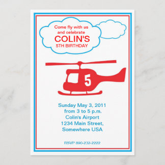 Hubschrauber Jungen-Geburtstags-Party Einladung