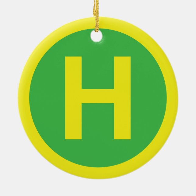Hubschrauber-Landeplatz Zeichen Keramik Ornament (Hinten)