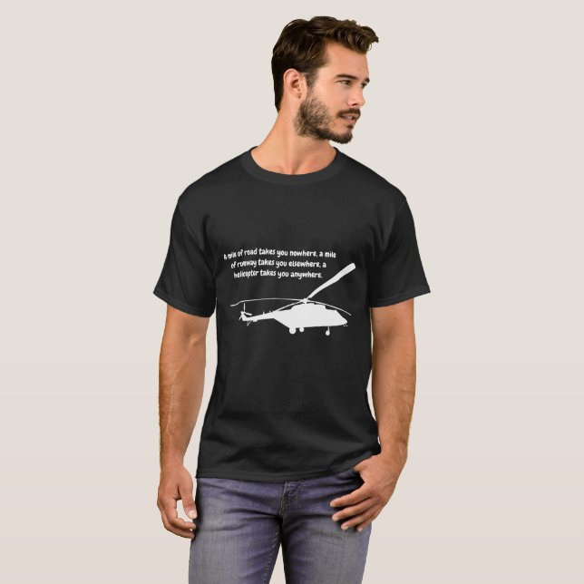 Hubschrauber-T - Shirt mit Zitat (Vorne ganz)
