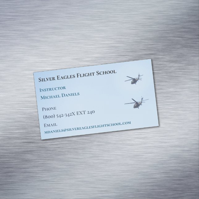 Hubschrauberflug für Schullehrer Magnetische Visitenkarte (Beispiel)