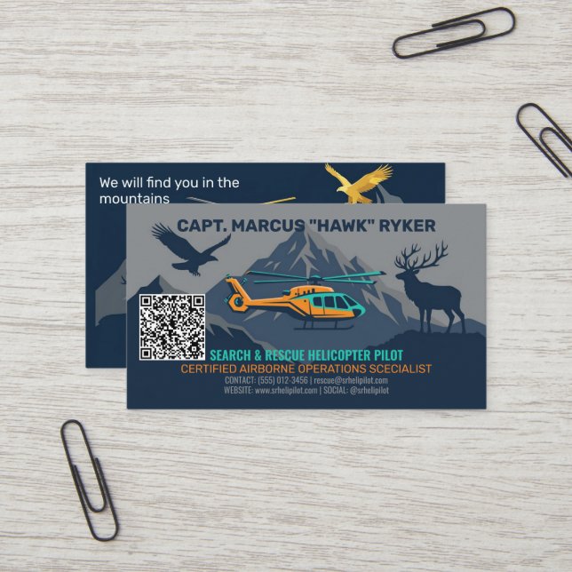Hubschrauberpilot Visitenkarte (Vorderseite/Rückseite Beispiel)
