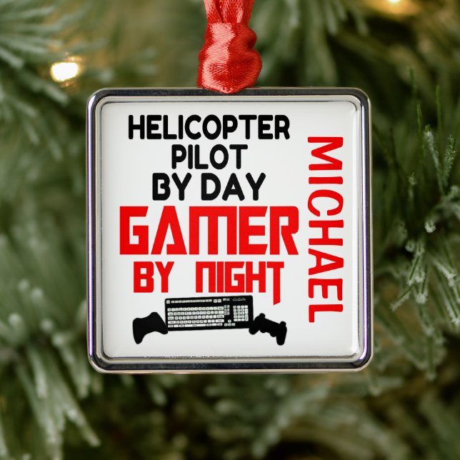 Hubschrauberpiloten Lieben für Videospiele Ornament Aus Metall (Baum)