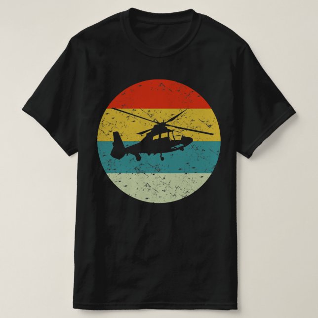 Hubschrauberrücklauf Vintage Silhouette 70er T-Shirt (Design vorne)