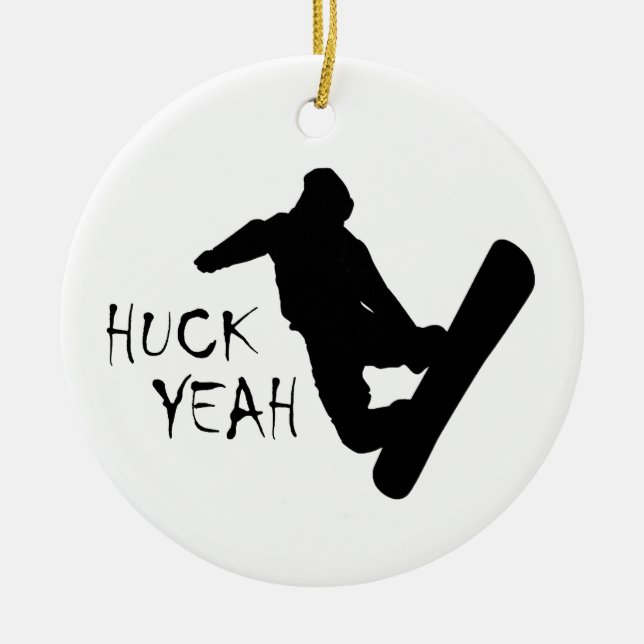 Huck Yeah (Snowboarden) Keramikornament (Vorne)