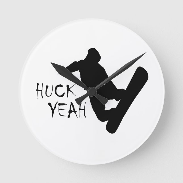 Huck Yeah (Snowboarding) Runde Wanduhr (Vorderseite)