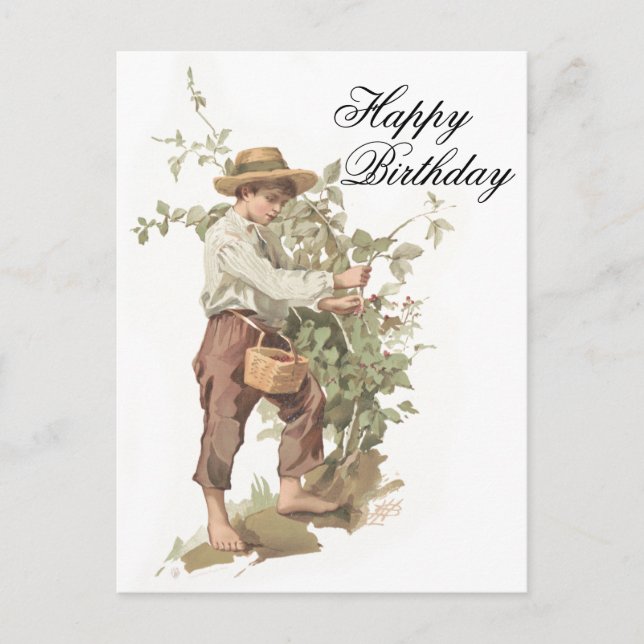 Huckleberry Finn Picking Berries Birthday Postkarte (Vorderseite)