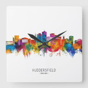 Huddersfield England Skyline Quadratische Wanduhr
