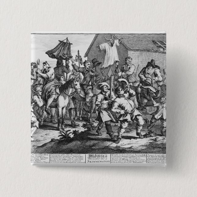 Hudibras trifft das Skimmington an Button (Vorderseite)