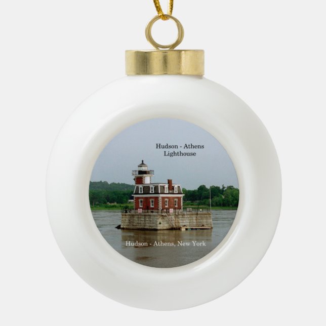Hudson Athens Lighthouse Keramik Kugel-Ornament (Vorderseite)