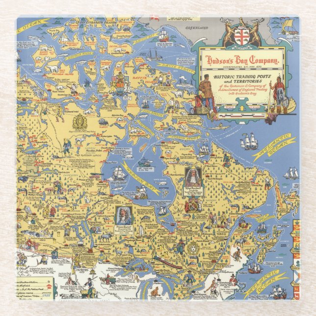 Hudson- Bayfirma - Karte von Kanada Glasuntersetzer (Vorderseite)