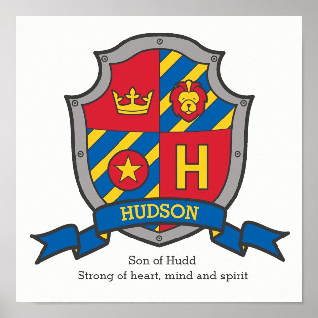 Hudson-Jungen-Name bedeutet heraldry Schild (Vorne)